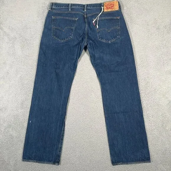 Levis Jeans Mens Size 38x31 501 Original Fit Denim Button‎ Fly Dark Wash Casual - Picture 10 of 11